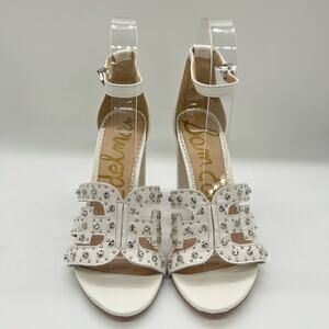 Sam Edelman Heels Womens 5.5 White Leather Yasha Studs Strappy‎ Heels Sandals